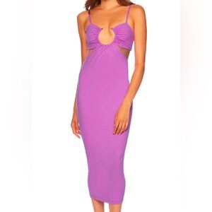 Susana Monaco NWT Large Snapdragon Pink Purple U Wire Cut Out String Dress